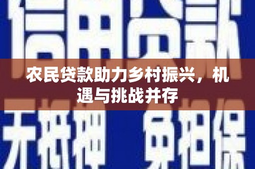 大湖农民贷款助力乡村振兴，机遇与挑战并存