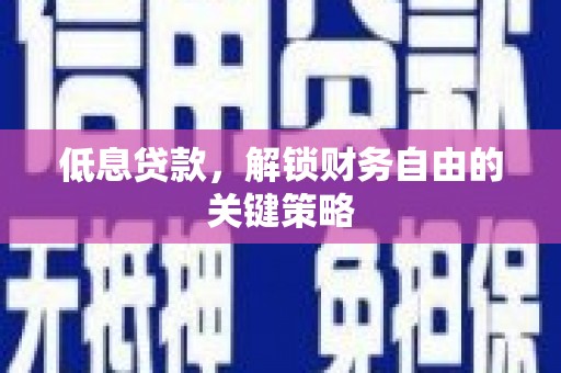 大湖低息贷款，解锁财务自由的关键策略