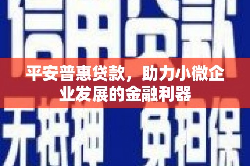 大湖平安普惠贷款，助力小微企业发展的金融利器