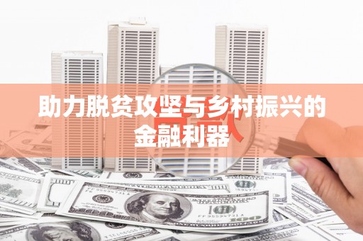 大湖助力脱贫攻坚与乡村振兴的金融利器