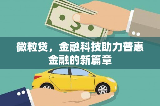 大湖微粒贷，金融科技助力普惠金融的新篇章